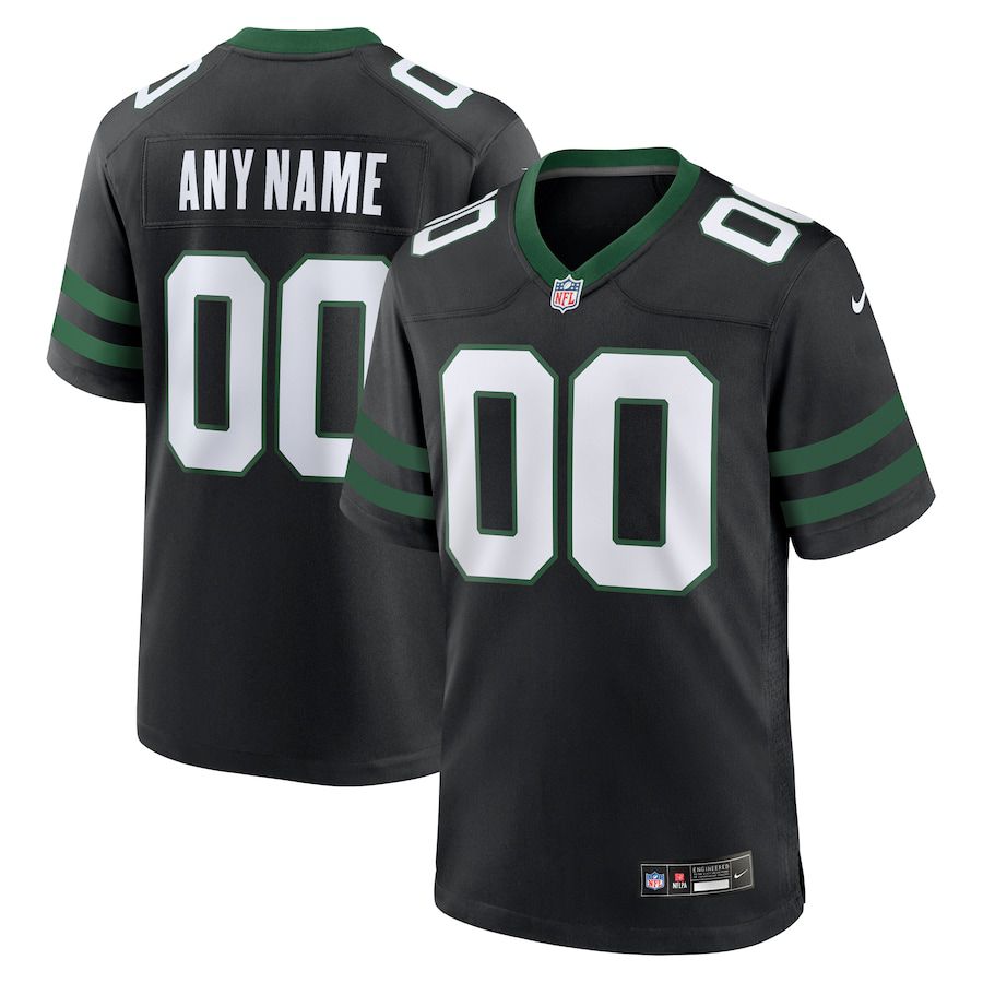 Men New York Jets Nike Legacy Black Alternate Custom Game NFL Jersey
